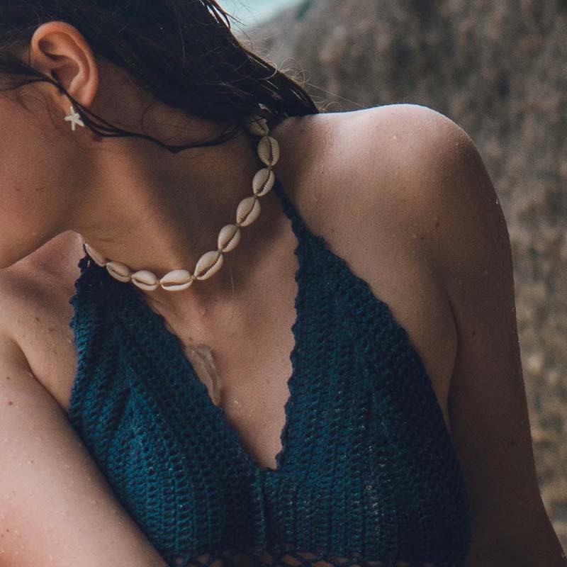 LS | Women Coastal Shell Choker Necklace Lion Style