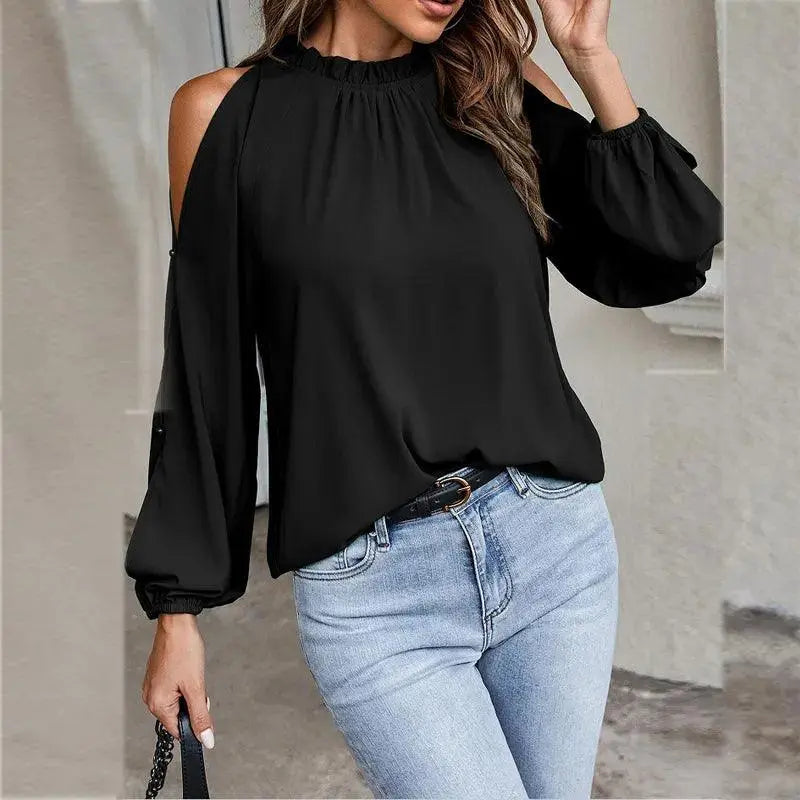 LS | Women Cold Shoulder Blouse Lion Style