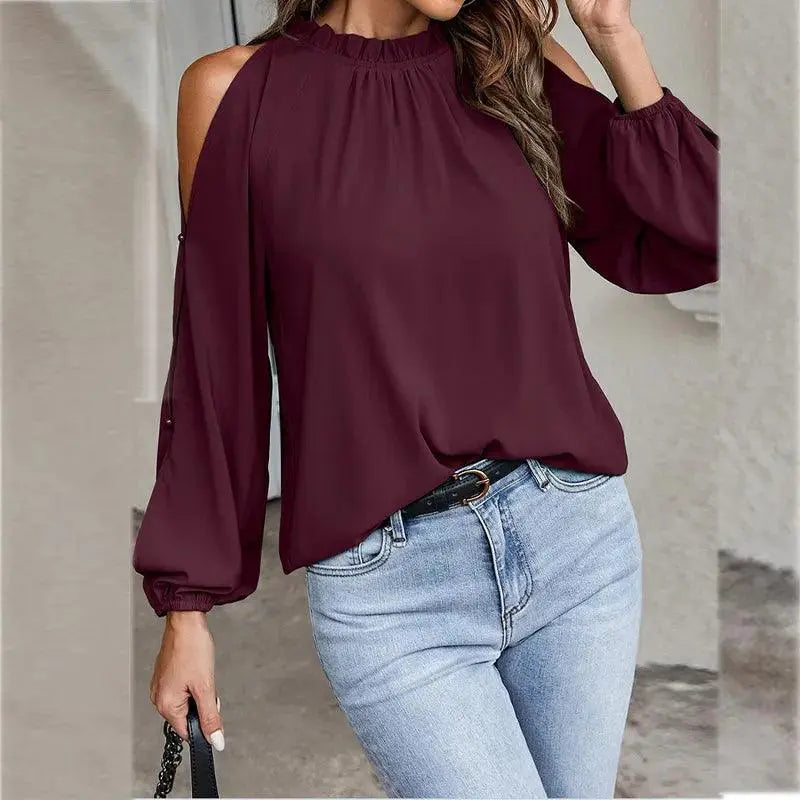 LS | Women Cold Shoulder Blouse Lion Style