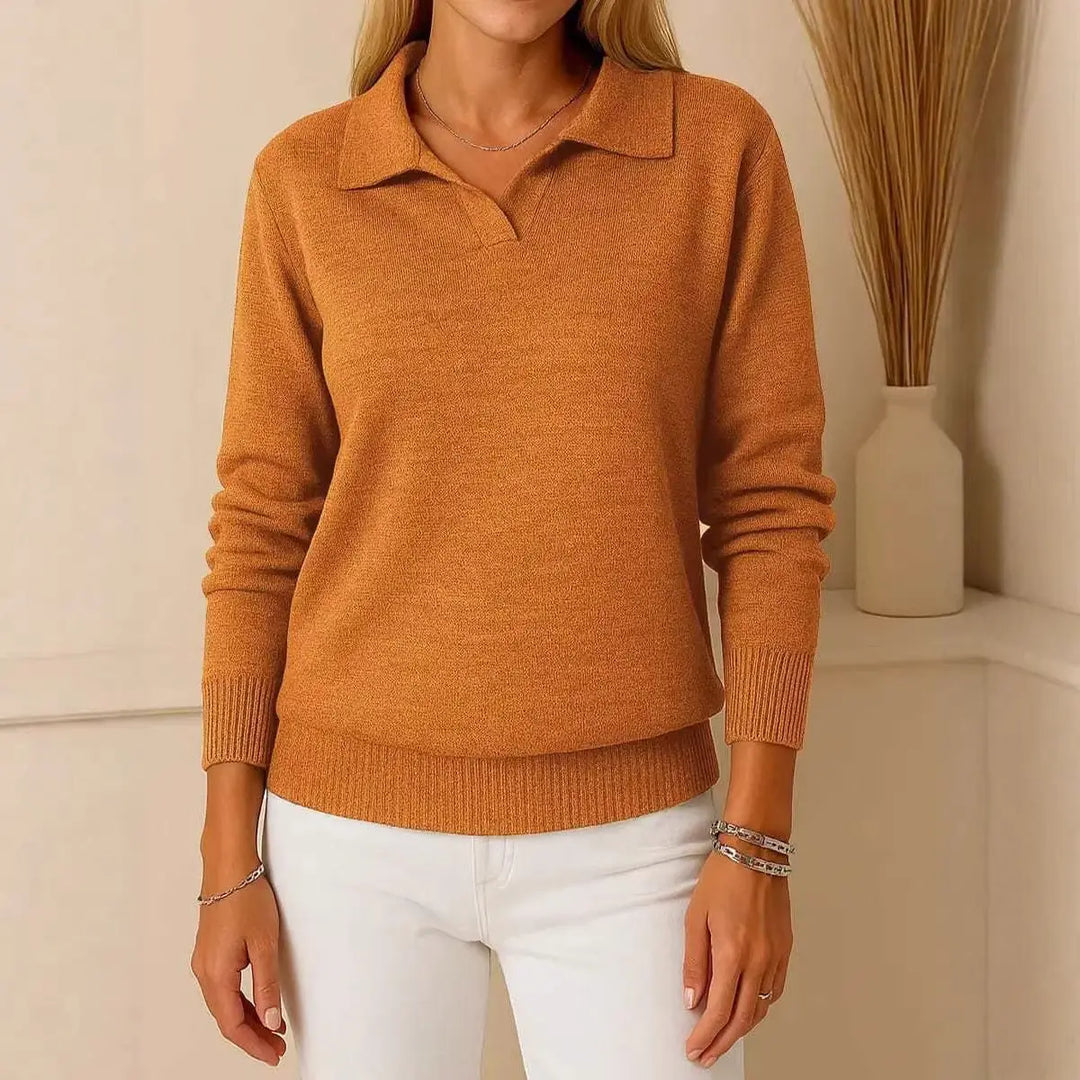 LS | Women Collared Knit Sweater Lion Style