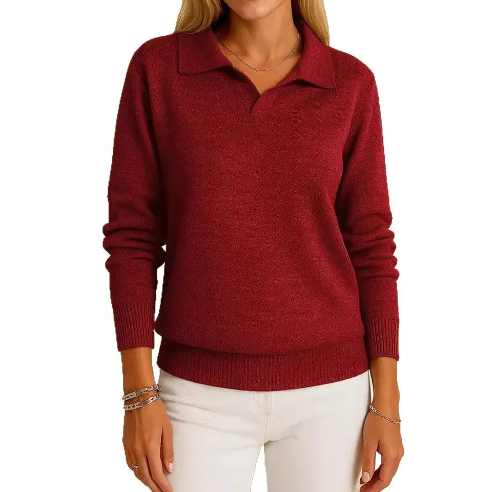 LS | Women Collared Knit Sweater Lion Style