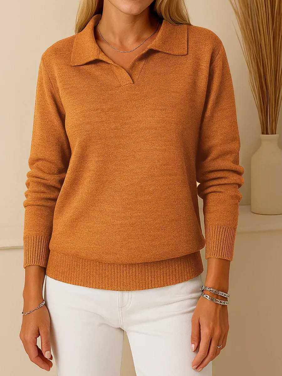 LS | Women Collared Knit Sweater Lion Style