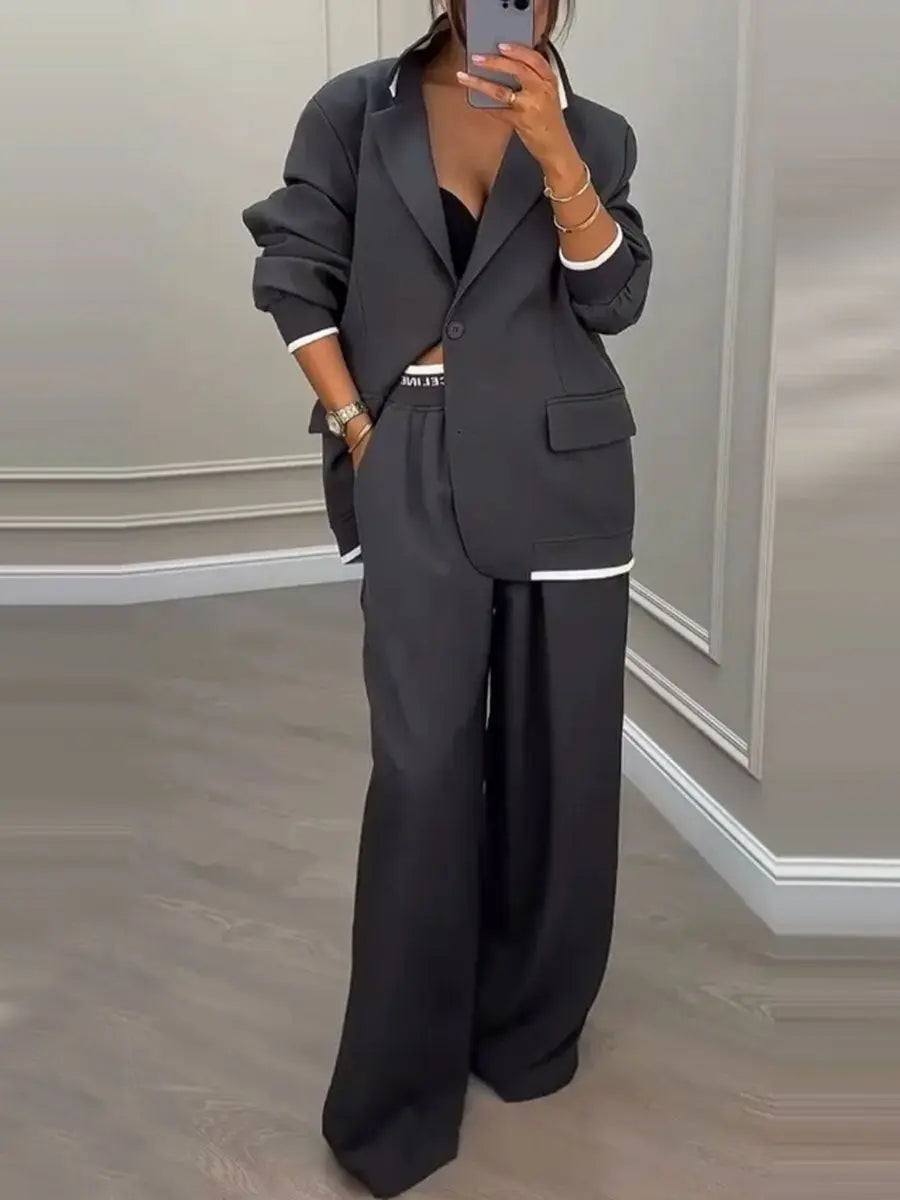 LS | Women Contemporary Blazer Pants Set Lion Style