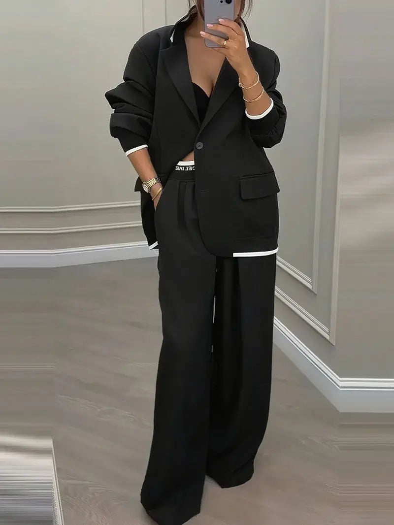 LS | Women Contemporary Blazer Pants Set Lion Style