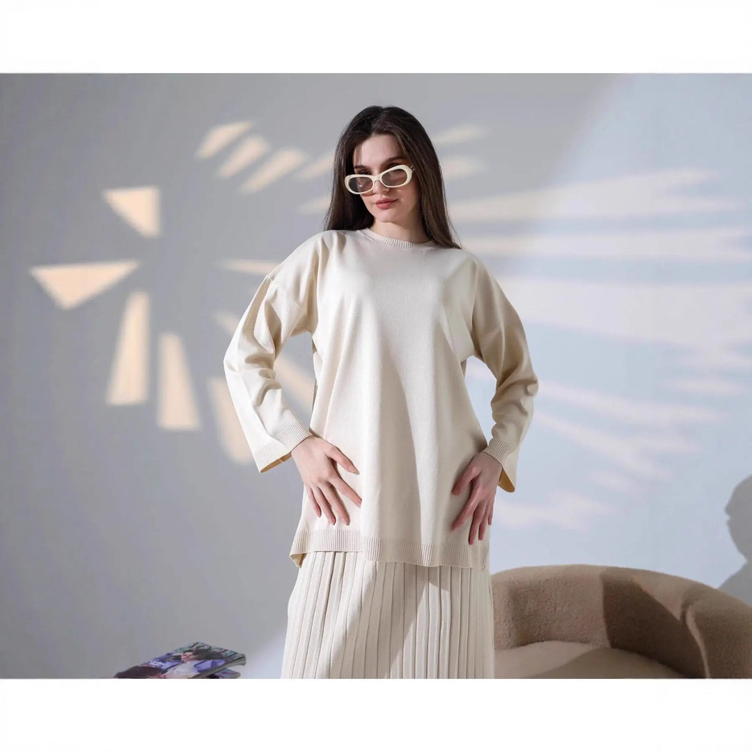 LS | Women Cozy Pleated Skirt Set Lion Style
