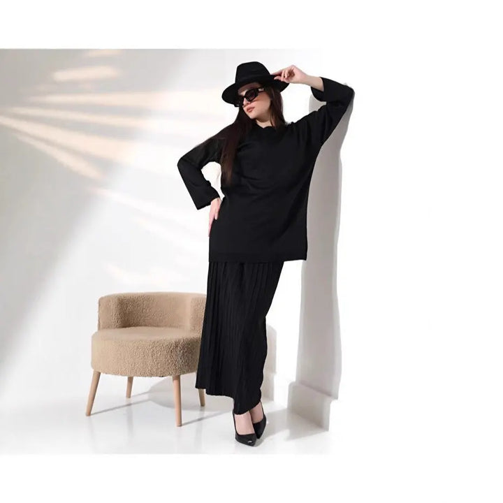 LS | Women Cozy Pleated Skirt Set Lion Style