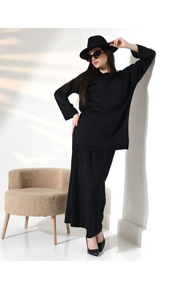 LS | Women Cozy Pleated Skirt Set Lion Style