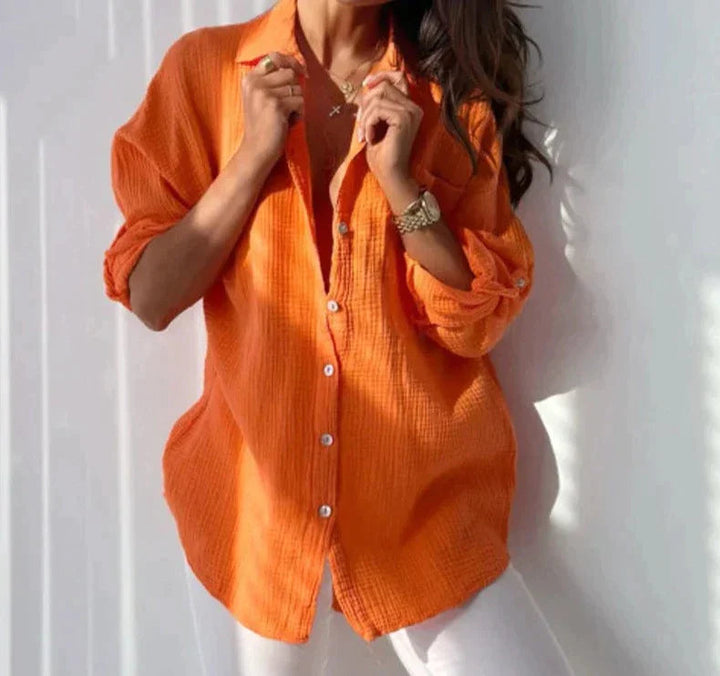 LS | Women Crinkle Fabric Casual Shirt Lion Style