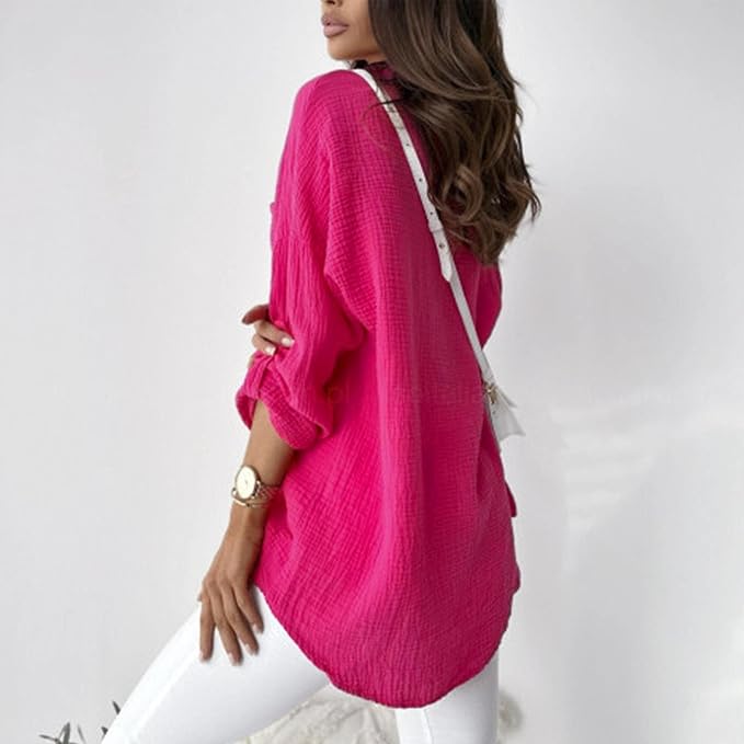 LS | Women Crinkle Fabric Casual Shirt Lion Style