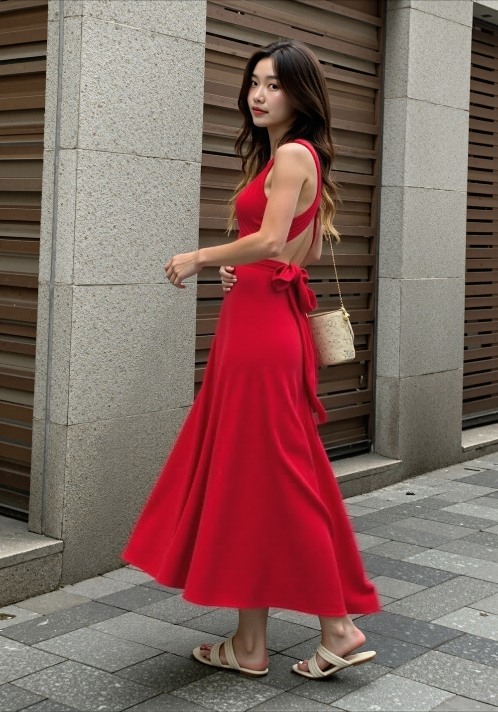 LS | Women Cross Back Evening Dress Lion Style