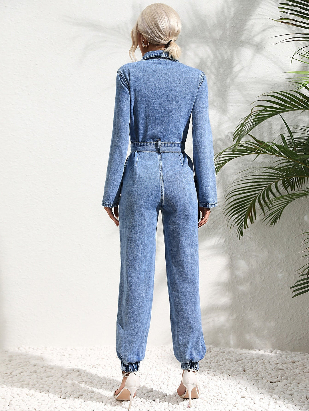 LS | Women Denim Utility Jumpsuit Lion Style