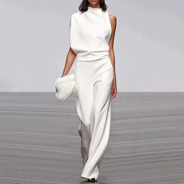 LS | Women Draped One Shoulder Jumpsuit Lion Style