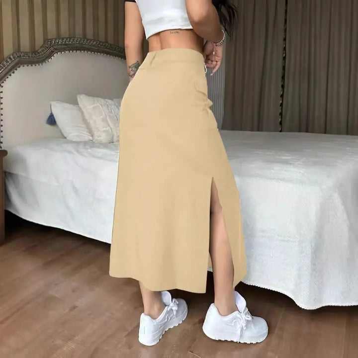 LS | Women Drawstring Waist Midi Skirt Lion Style