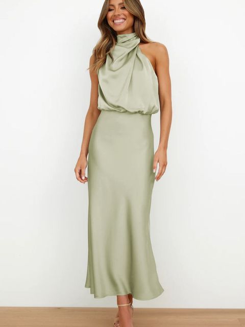 LS | Women Elegant Halter Maxi Dress Lion Style
