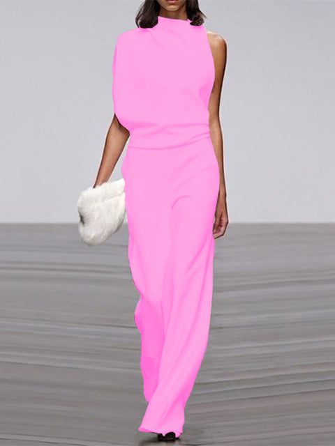 LS | Women Elegant High Neck Jumpsuit Lion Style