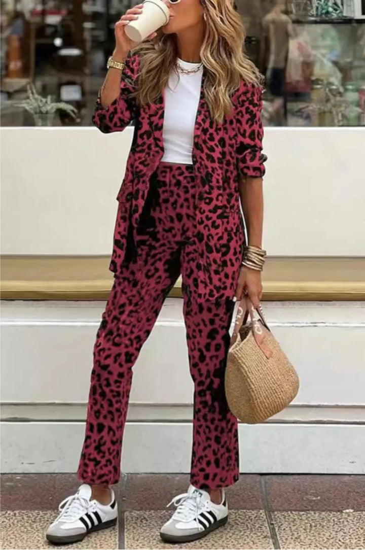 LS | Women Elegant Leopard Suit Set Lion Style