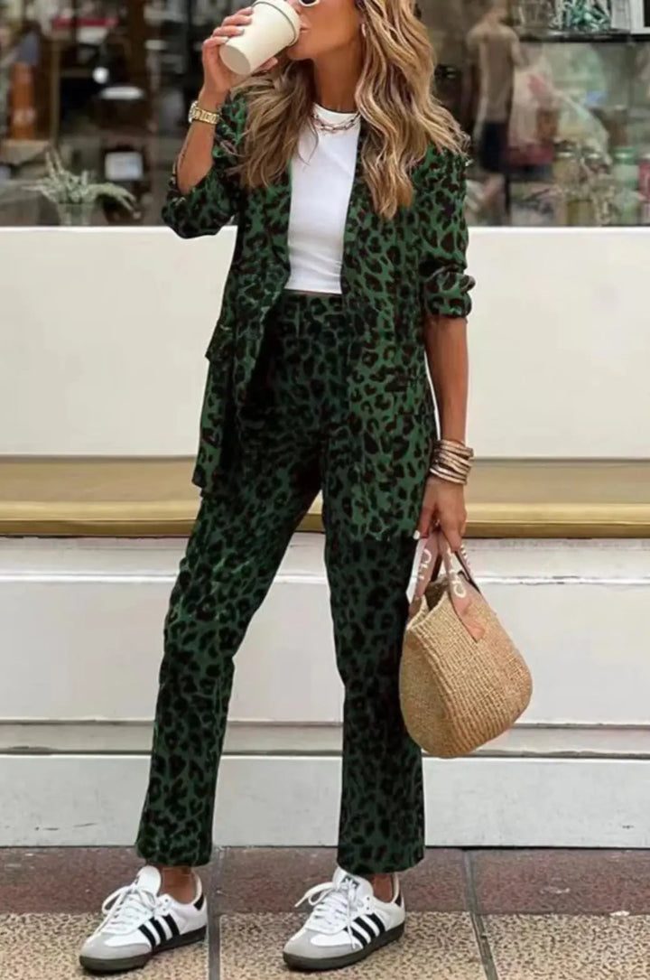 LS | Women Elegant Leopard Suit Set Lion Style