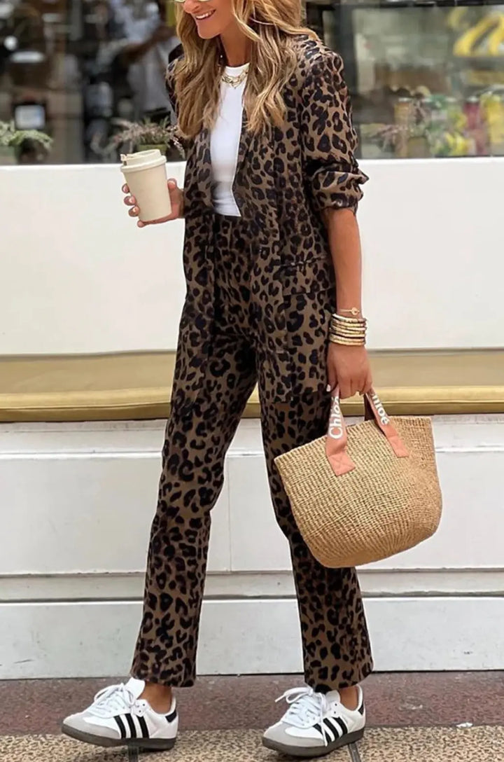 LS | Women Elegant Leopard Suit Set Lion Style