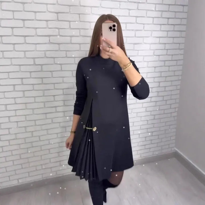 LS | Women Elegant Side Pleated Dress Lion Style