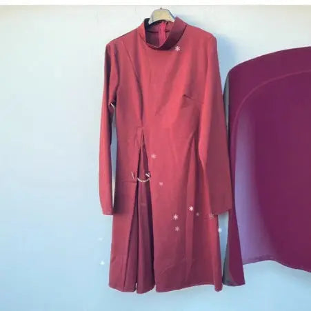 LS | Women Elegant Side Pleated Dress Lion Style