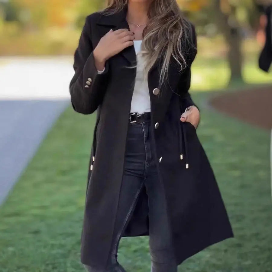 LS | Women Elegant Tailored Long Coat Lion Style