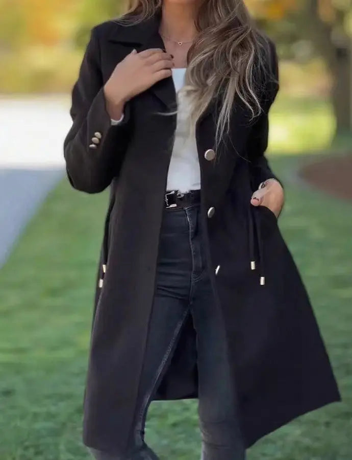LS | Women Elegant Tailored Long Coat Lion Style
