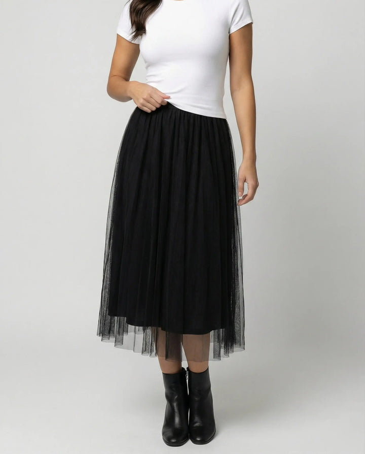 LS | Women Elegant Tulle Midi Skirt Lion Style