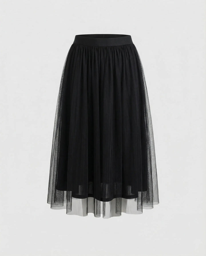 LS | Women Elegant Tulle Midi Skirt Lion Style