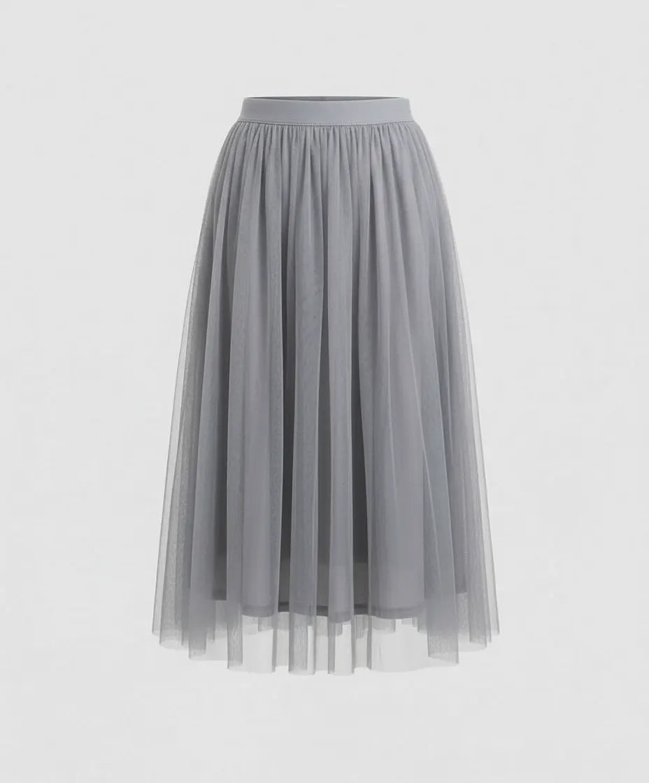 LS | Women Elegant Tulle Midi Skirt Lion Style
