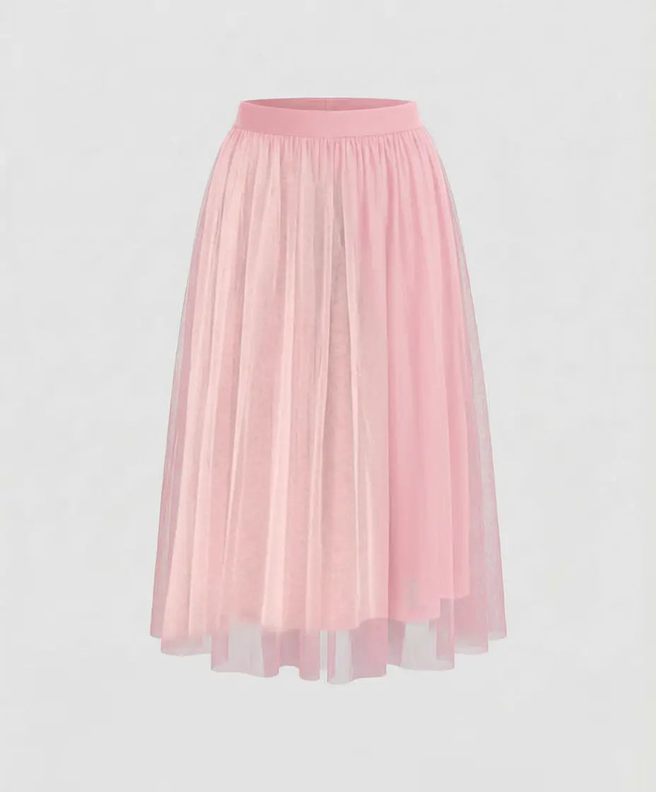 LS | Women Elegant Tulle Midi Skirt Lion Style