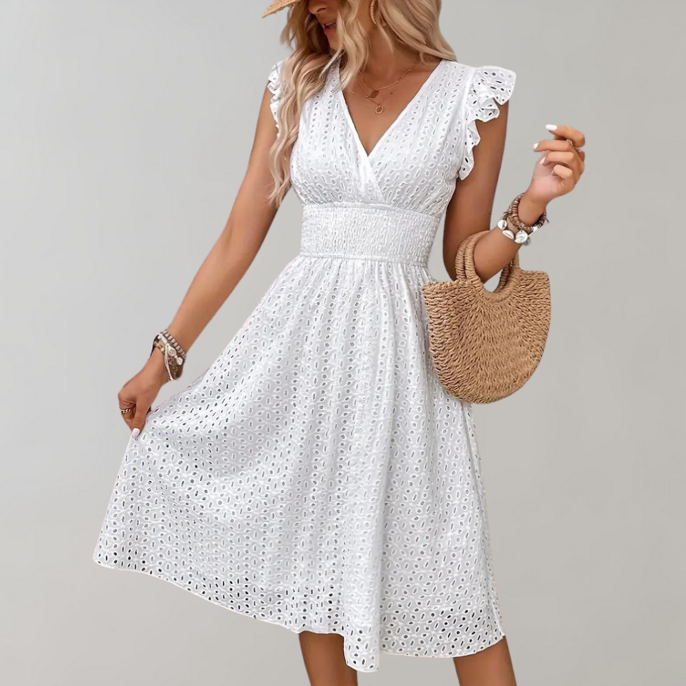 LS | Women Eyelet Lace Midi Dress Lion Style