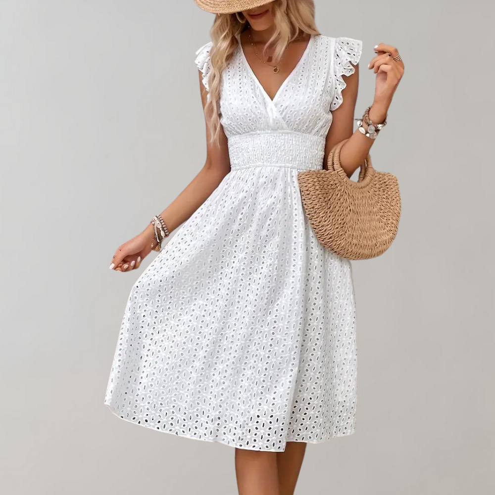 LS | Women Eyelet Lace Midi Dress Lion Style