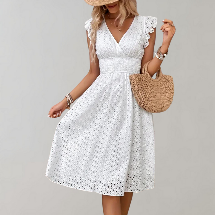 LS | Women Eyelet Lace Midi Dress Lion Style
