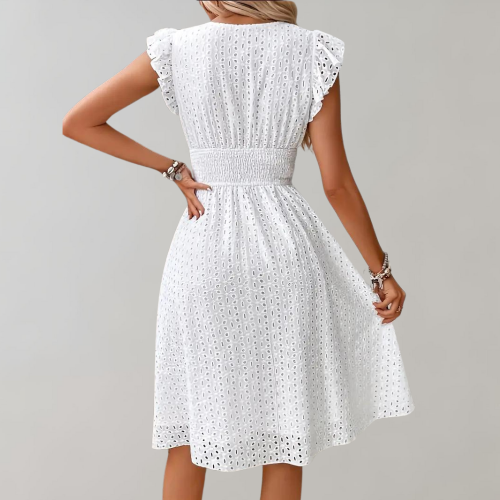 LS | Women Eyelet Lace Midi Dress Lion Style