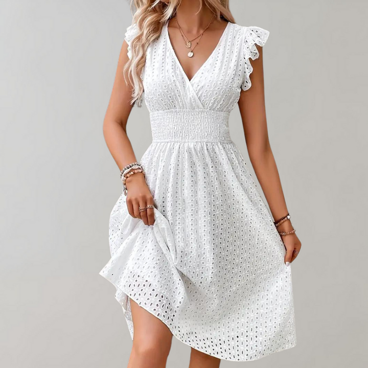 LS | Women Eyelet Lace Midi Dress Lion Style
