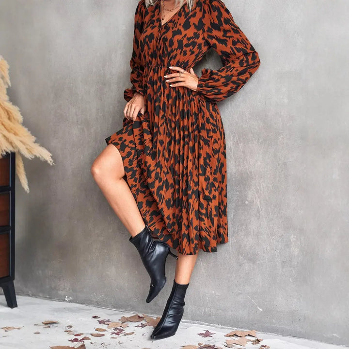 LS | Women Fashion Trend Midi Dress Lion Style