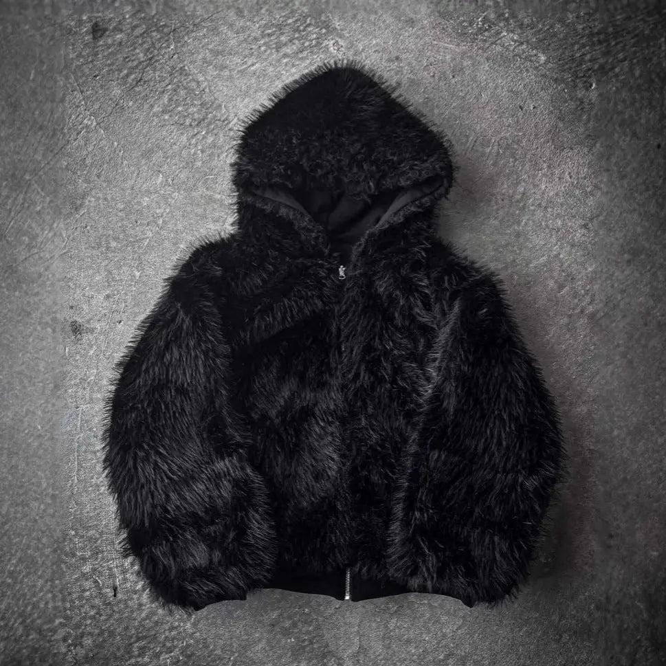 LS | Women Faux Fur Hooded Jacket Lion Style