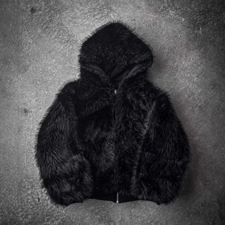 LS | Women Faux Fur Hooded Jacket Lion Style