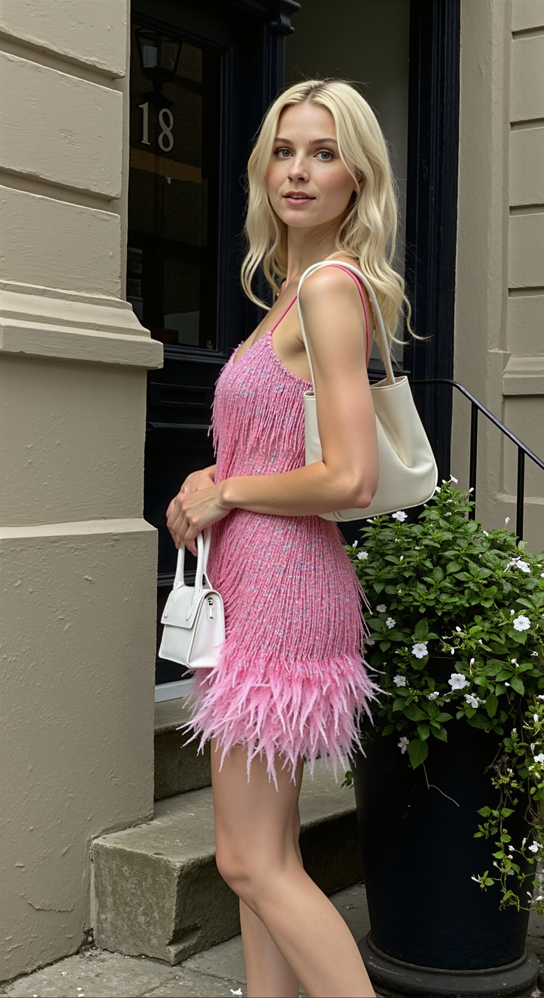 LS | Women Feather Trim Dress Lion Style
