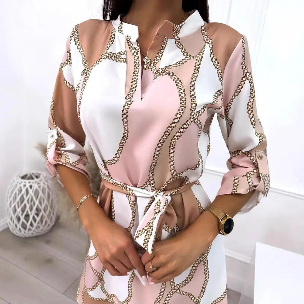 LS | Women Feminine Chain Accent Dress Lion Style