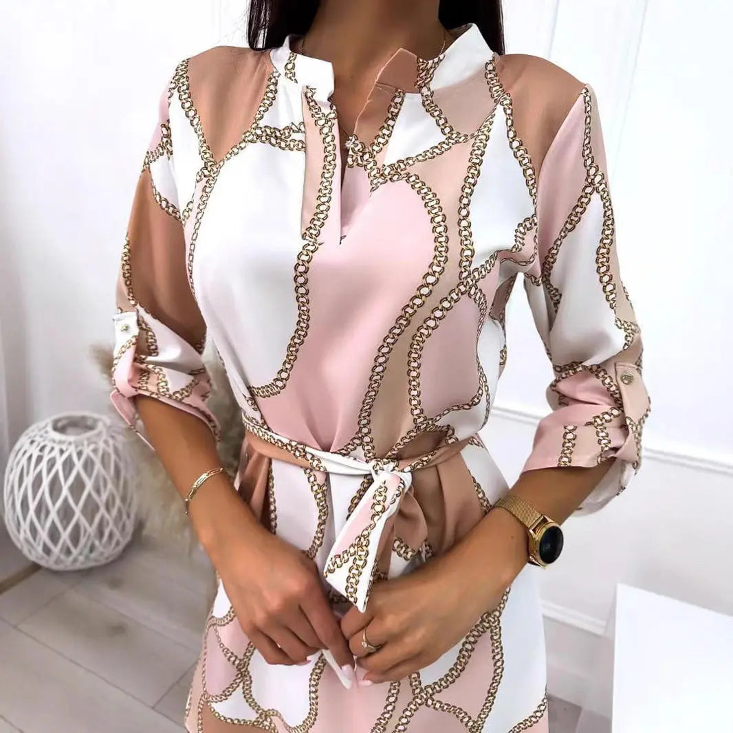 LS | Women Feminine Chain Accent Dress Lion Style