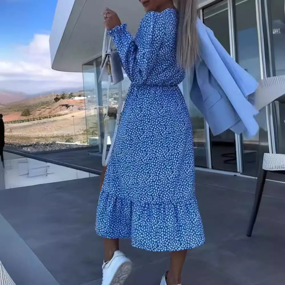 LS | Women Feminine Split Midi Dress Lion Style