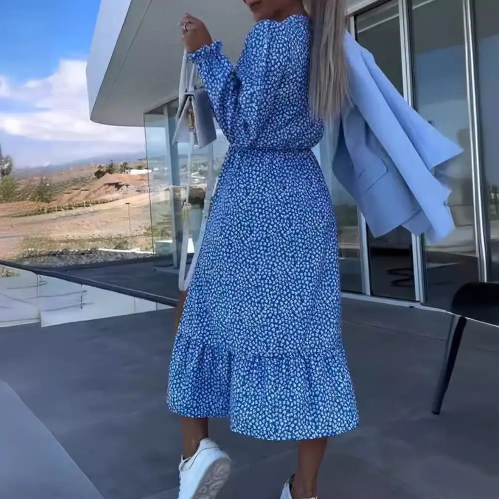 LS | Women Feminine Split Midi Dress Lion Style