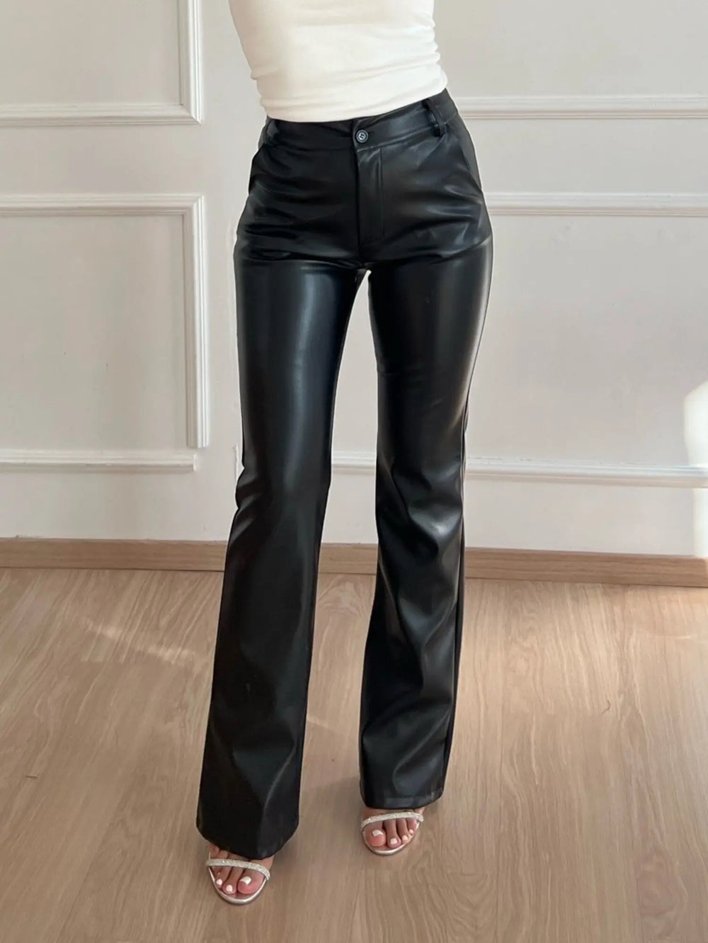 LS | Women Flare Leather Pants Lion Style