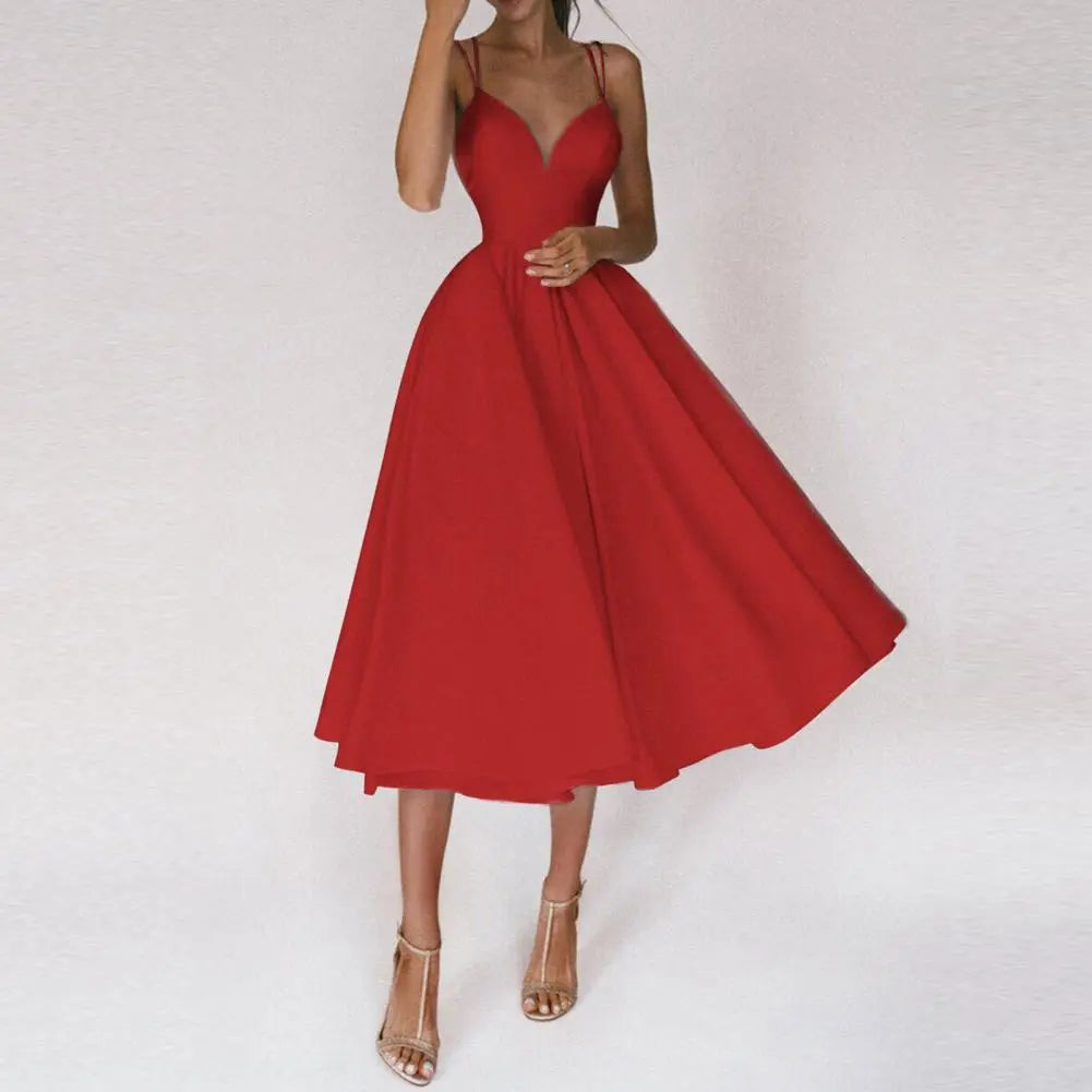 LS | Women Flared Midi Cocktail Dress Lion Style