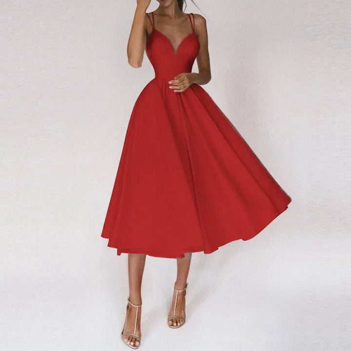 LS | Women Flared Midi Cocktail Dress Lion Style