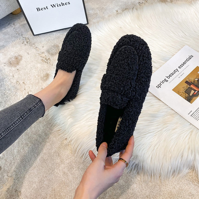 LS | Women Fleece Slip-On Loafers Lion Style