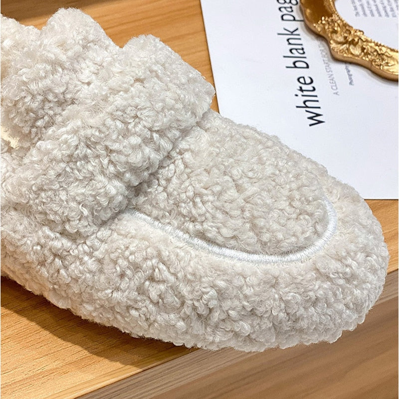 LS | Women Fleece Slip-On Loafers Lion Style