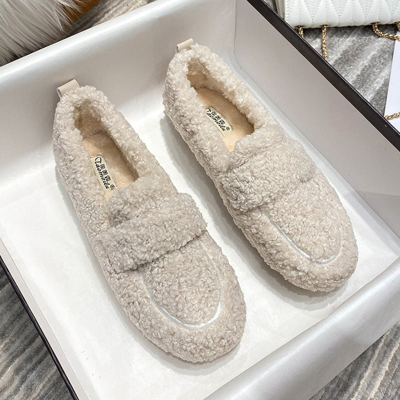 LS | Women Fleece Slip-On Loafers Lion Style