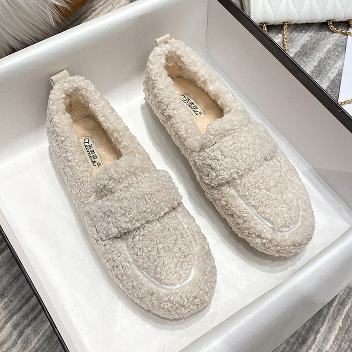 LS | Women Fleece Slip-On Loafers Lion Style